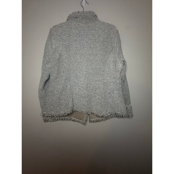 Chico's Women's Size 2 (L/12) Tweed Knit Button up Jacket with Fringe - Picture 2 of 8